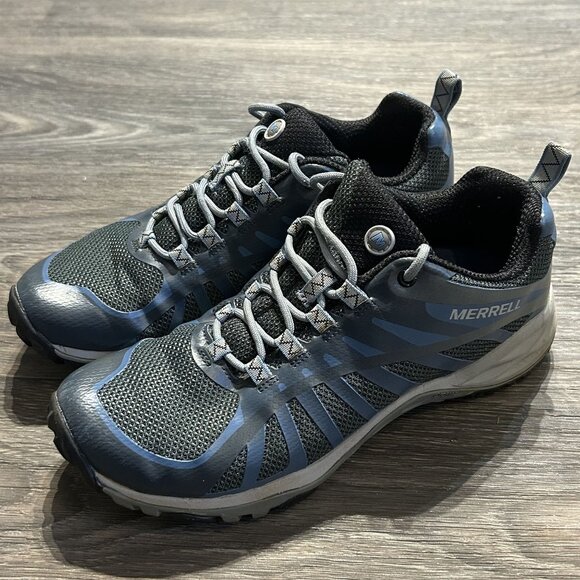 Merrell Size 7.5 Siren Edge Q2 Waterproof Hiking Shoes Comfort Gray Blue Mesh - Picture 4 of 10
